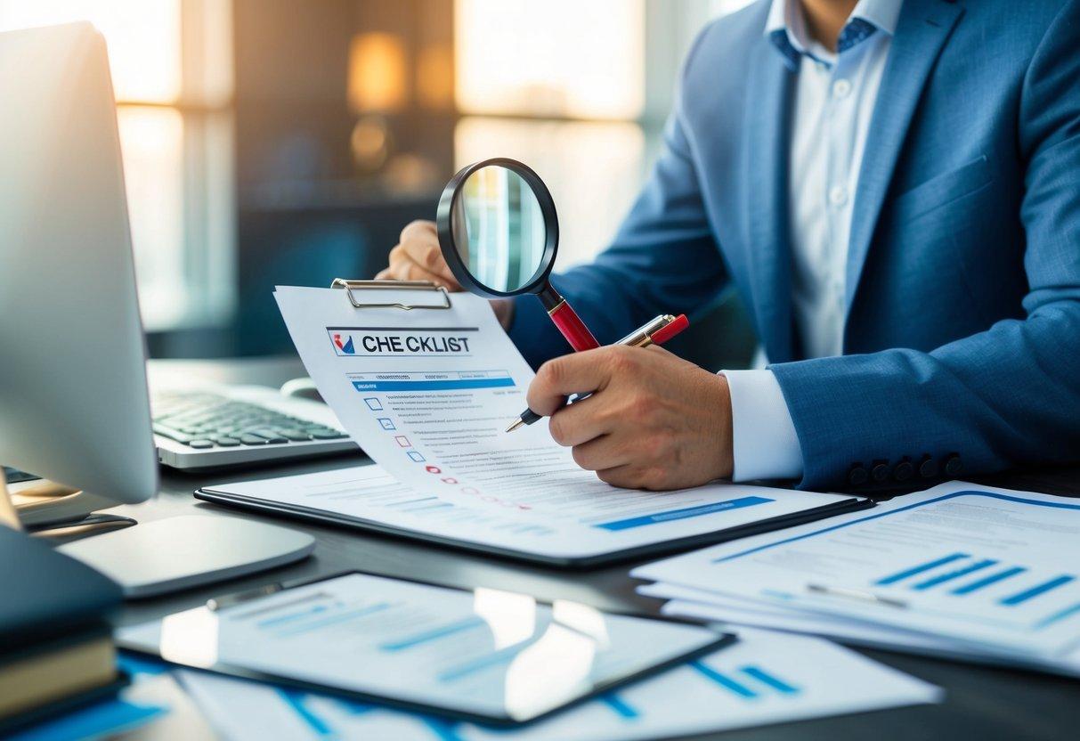 Especialista revisando documentos y controles internos de una empresa